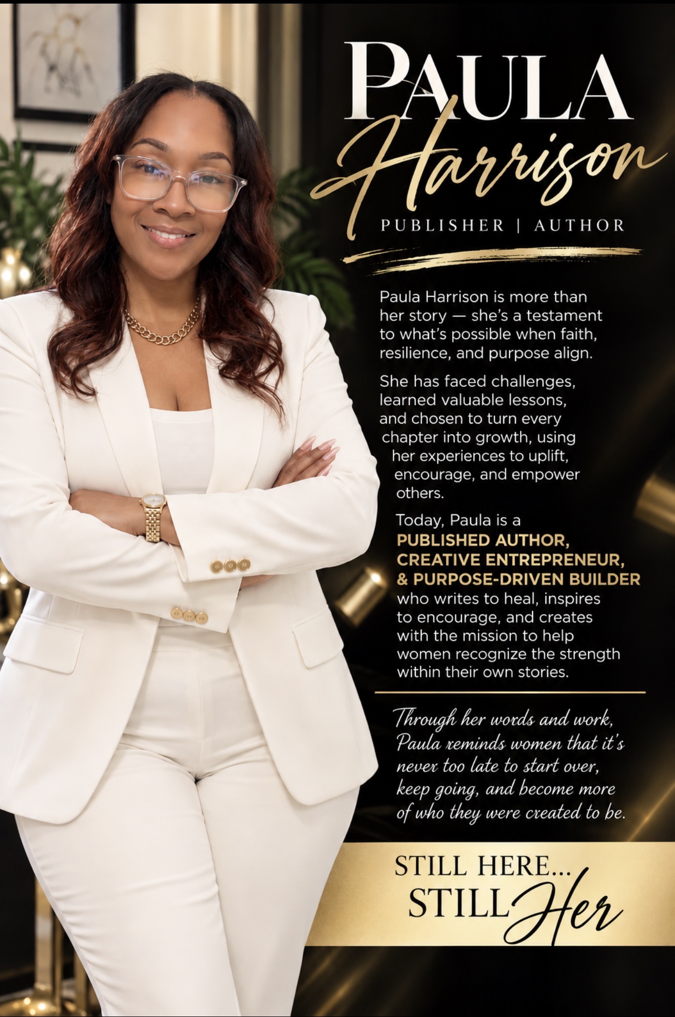 Paula Harrison, Publisher and Author — Still here… still Her